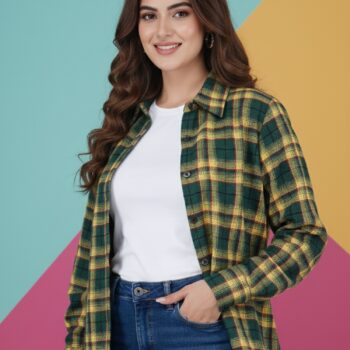 Cotton Formal Shirts for Women | Yellow Checked