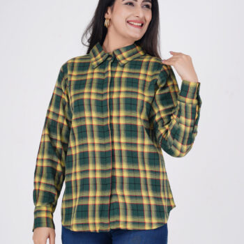 Cotton Formal Shirts for Women | Yellow Checked