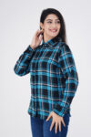Cotton Formal Shirts for Women | Light Blue Checked