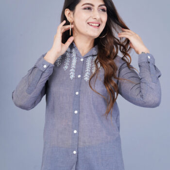 Cotton Formal Shirts for Women | Grey