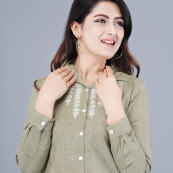 Cotton Formal Shirts for Women | Green