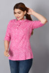 Cotton Rajasthani Short Leheriya Kurti | Pink