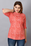 Cotton Rajasthani Short Leheriya Kurti | Orange