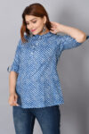 Cotton Rajasthani Short Leheriya Kurti | Blue