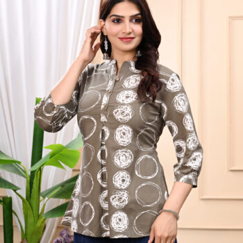 Stylish & Comfortable V-Neck Cotton Tops for Women | Brown