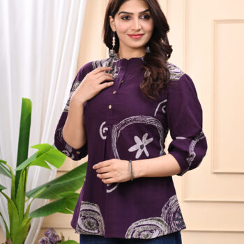 Stylish & Comfortable V-Neck Cotton Tops for Women | Purple