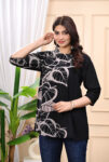 Stylish & Comfortable V-Neck Cotton Tops for Women | Floral Black