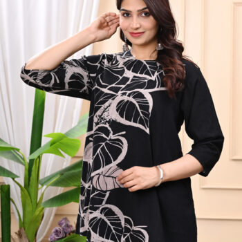 Stylish & Comfortable V-Neck Cotton Tops for Women | Floral Black