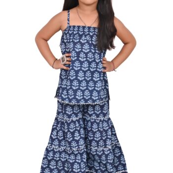 Traditional Dress for Girls - Cotton Blue