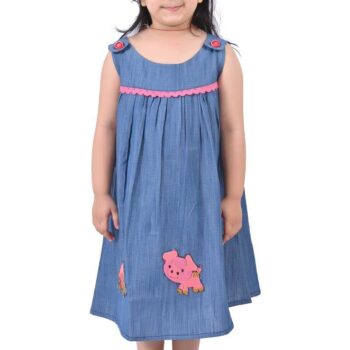 Cotton Long Frocks for Kids Girls | Pig Print