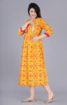 3/4 Sleeve Rayon Full Length Maternity Gowns - Yellow