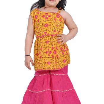 Traditional Dress for Girls - Cotton Mustard