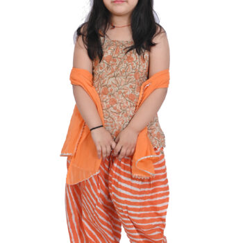 Cotton Kurti Kids Dress for Girls - Orange