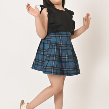 Kids Skirts for Girls - Check Blue