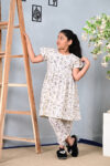 Printed Kurta Set Kids Dress for Girls - Beige