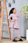 Printed Kurta Set Kids Dress for Girls - Pink