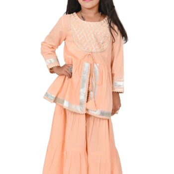 Traditional Dress for Girls - Rayon Peach