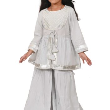 Traditional Dress for Girls - Rayon Gray