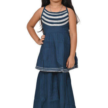 Traditional Dress for Girls - Rayon Teal Blue