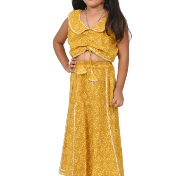 Lehnga Choli Traditional Dress for Girls - Cotton Yellow