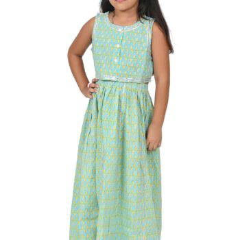 Lehnga Choli Traditional Dress for Girls - Cotton Aqua