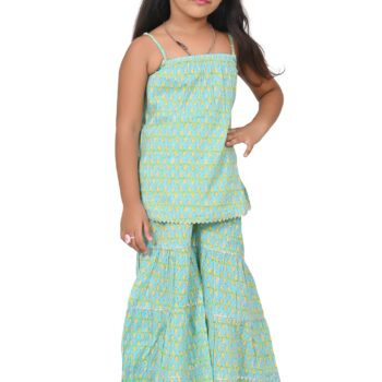 Traditional Dress for Girls - Cotton Aqua