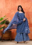 Sleeveless Anarkali Kurta Set for Women | Blue