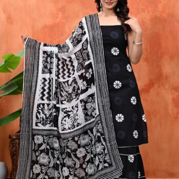 Sleeveless Anarkali Kurta Set for Women | Black