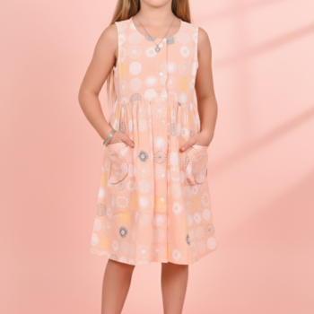 Kids Cotton Long Frocks for Kids Girls | Printed Orange