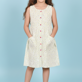 Kids Cotton Long Frocks for Kids Girls | Printed Green