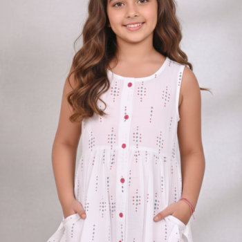 Cotton Long Frocks for Kids Girls | Dot Pattern