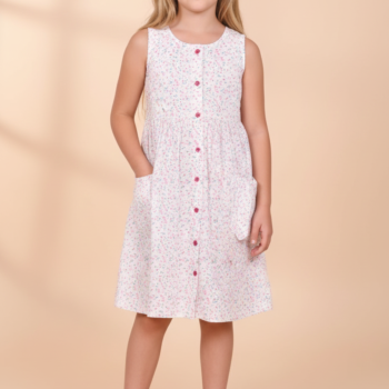 Kids Cotton Long Frocks for Kids Girls | Dot Printed White