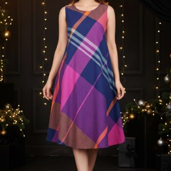 Women Printed A-Line Midi Dress for Women - Multicolor