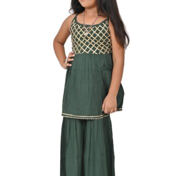 Traditional Dress for Girls - Rayon Green