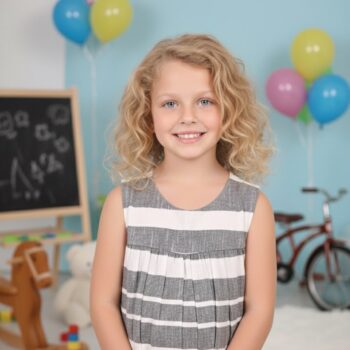 Cotton Long Frocks for Kids Girls |Horizontal Line White