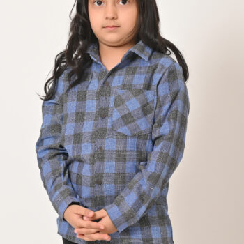Kids Dress for Girls | Checked Cotton Shirts for Girls -Blue