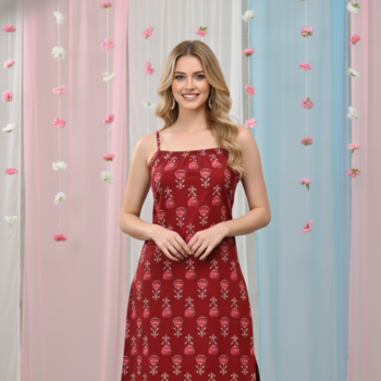 Cloth Bites Pure Cotton Woman Kurta Sharara Set | Maroon