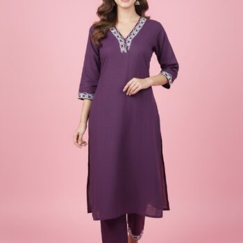 Cloth Bites Women Ethnic Motifs Embroidered Regular Thread Work Kurta with Trousers | Maroon