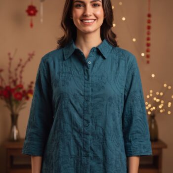 Cloth Bites Cotton Formal Embroidery Shirts for Women | English