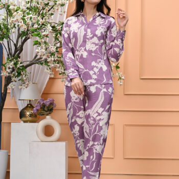 Women Co-ord Set for Summer & Spring | Floral Purple